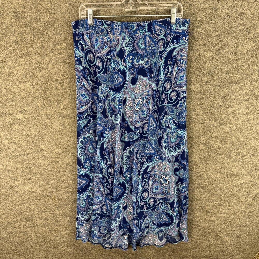 Roz & Ali Skirt Women S Small Blue Geometric Maxi Long Mid Rise Lined Casual